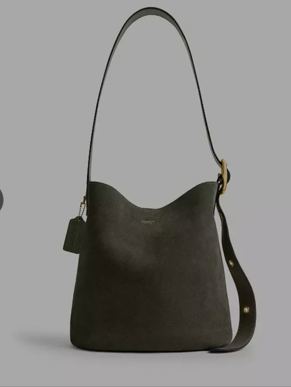 Coach Olive Green Suede Bucket  Bag